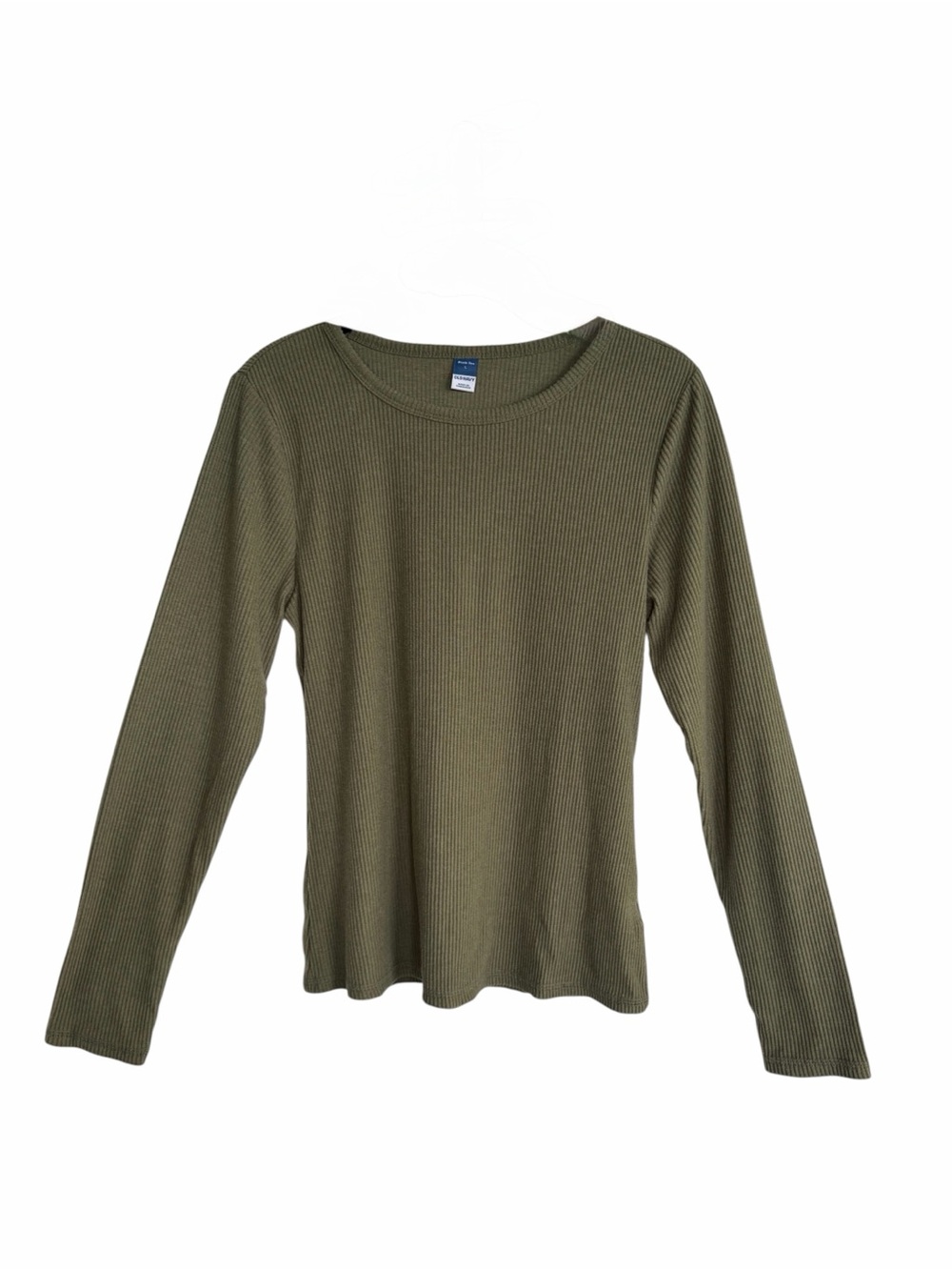 Old Navy Womens L Olive Green Long Sleeve Ribbed Plush Tee NWT